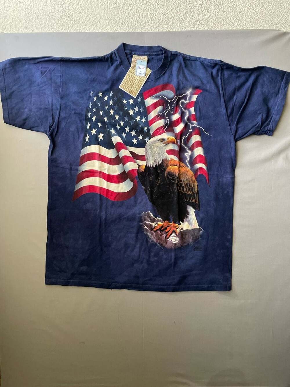 The Mountain American Flag Eagle Lightning Blue Tie Dye T-Shirt